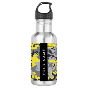Bouteille D'eau Camouflage jaune et gris Personnalisez votre nom
