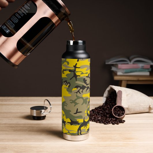 Bouteille D'eau Camouflage jaune et vert, Militaire, Armée (Gym)