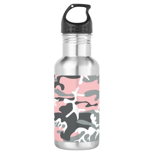 Bouteille D'eau Camouflage rose et gris, Militaire, Armée (Devant)