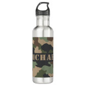 Bouteille D'eau Camouflage Woodland Camo Khaki Tan Black Monogramm (Devant)