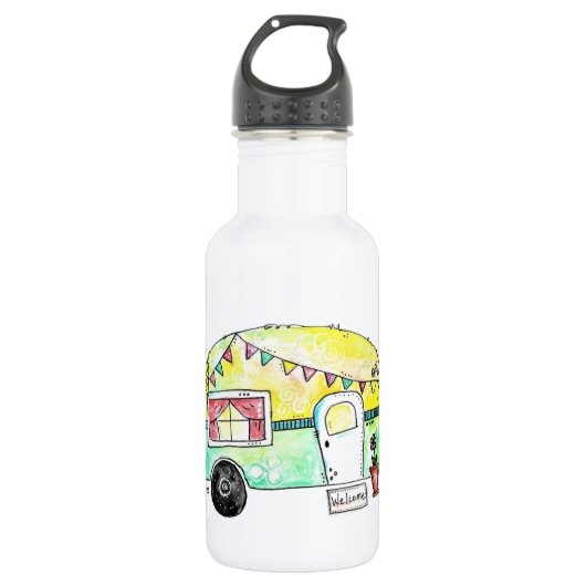 Bouteille D'eau Camper joyeux rétro mignon et fantasque (Devant)