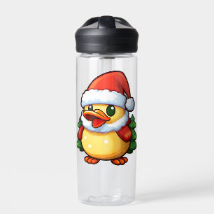Bouteille D'eau Canard de Noël mignon dans chapeau de Santa