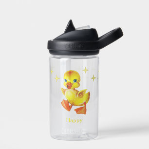 Bouteille D'eau Caneton jaune mignon et heureux et étoiles