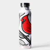 Bouteille D'eau Cardinal Bird Noir Blanc Rouge Lignes de tatouage  (Gauche)