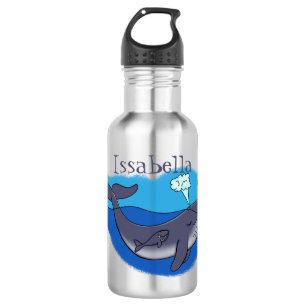 Bouteille D'eau Caricature de baleine mignonne et de baleine de ve
