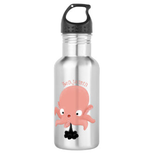 Bouteille D'eau Caricature de bébé pieuvre rose mignonne humour
