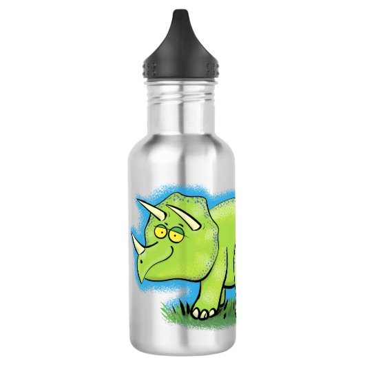 Bouteille D'eau Caricature de dinosaure de triceratops vert mignon (Gauche)