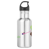 Bouteille D'eau Caricature de lézard de caméléon vert joyeux (Devant)