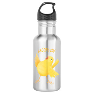 Bouteille D'eau Caricature d'oiseau canari jaune chantant mignon