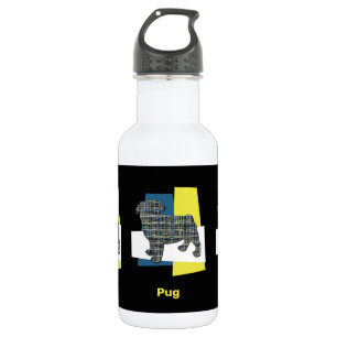 Bouteille D'eau Carlin chien animal de compagnie Silhouette Jaune