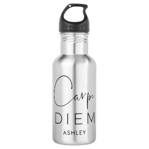 Bouteille D'eau CARPE DIEM Typographie de nom lettres main noire