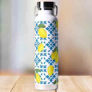 Bouteille D'eau Carreau français de style provençal bleu motif cit