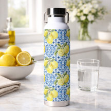 Carreaux Méditerranéens Bleus Blancs Motif Citron