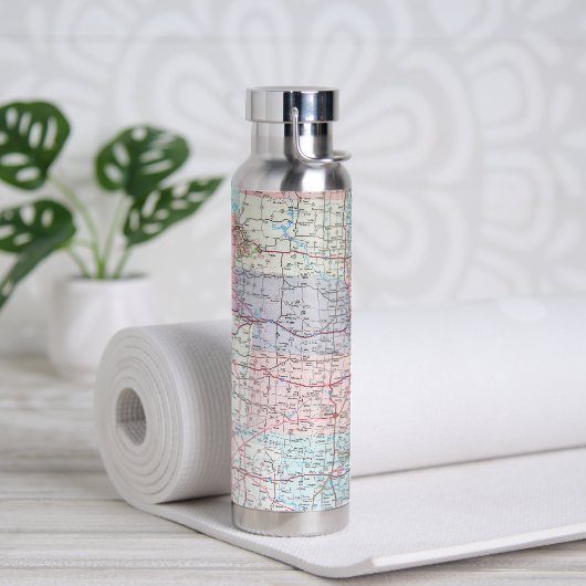Bouteille D'eau Carte routière Midwest America (Yoga)