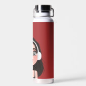 Bouteille D'eau Cartoon Girl avec casque (Arrière)