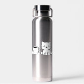 Bouteille D'eau Cat Line Art – Minimal Black Outline Illustration (Arrière)