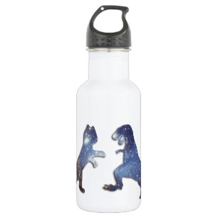 BOUTEILLE D'EAU CAT VS T-REX - TEXTE SPATIAL