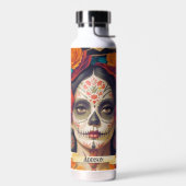 Bouteille D'eau Catrina Day Of Dead 1 Avec Texte (Gauche)