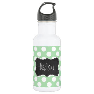 Bouteille D'eau Celadon Green Pois ; Chalkboard look