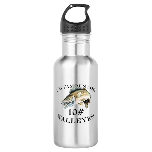 Bouteille D'eau Célèbre Pour 10 LB Walleyes Customisé (Devant)