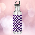 Bouteille D'eau Cercle Polka Motif point pourpre<br><div class="desc">Aimez-vous le violet ? Cette bouteille d'eau a un amusant motif de pois pourpres!</div>