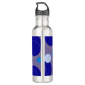 Bouteille D'eau Cercles Bleus Rétro & Ovales Royal Periwinkle Aqua (Dos)