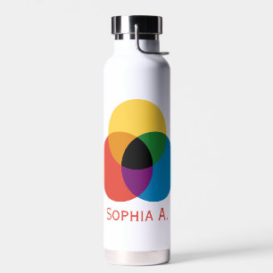 Bouteille D'eau Cercles de couleurs primaires entrelacés personnal