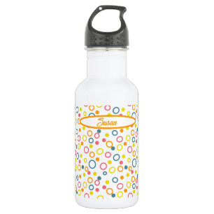 Bouteille D'eau Cercles orange jaune turquoise Points