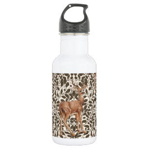 Bouteille D'eau Cerf sur le motif damassé de chêne décoratif en ma