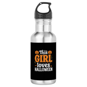 Bouteille D'eau Cette fille aime la typographie Halloween SVG Desi