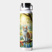 Bouteille D'eau Chalet de printemps/jardin & chat (Arrière)