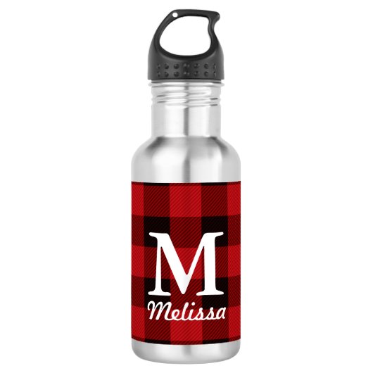 Bouteille D'eau chalet Noël Plaid de bison rouge bison (Devant)