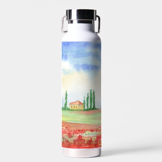 Bouteille D'eau Champ de pavots en Toscane (Avant)