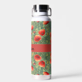 Bouteille D'eau Champ lumineux de pavots rouges, personnalisable (Arrière)
