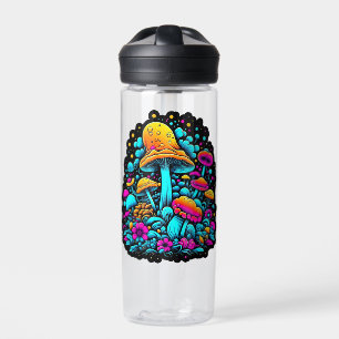 Bouteille D'eau Champignons et fleurs rétro Neon