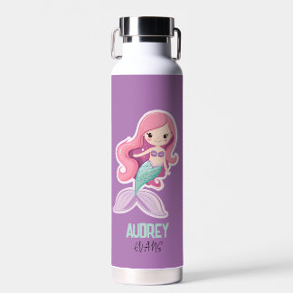 Bouteille D'eau Charming magret Pastel Mermaid avec nom enfant