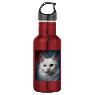 Bouteille D'eau Chat angora turc blanc rouge bleu