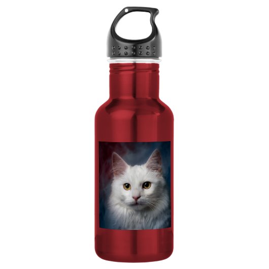 Bouteille D'eau Chat angora turc blanc rouge bleu (Devant)