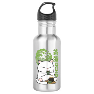 Bouteille D'eau Chat au thé vert Matcha