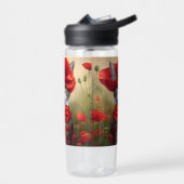 Bouteille D'eau Chat avec une robe faite de coquelicots (Gauche)