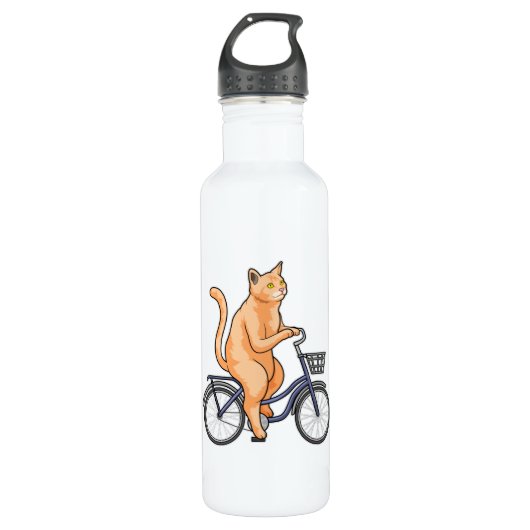 Bouteille D'eau Chat avec vélo (Devant)