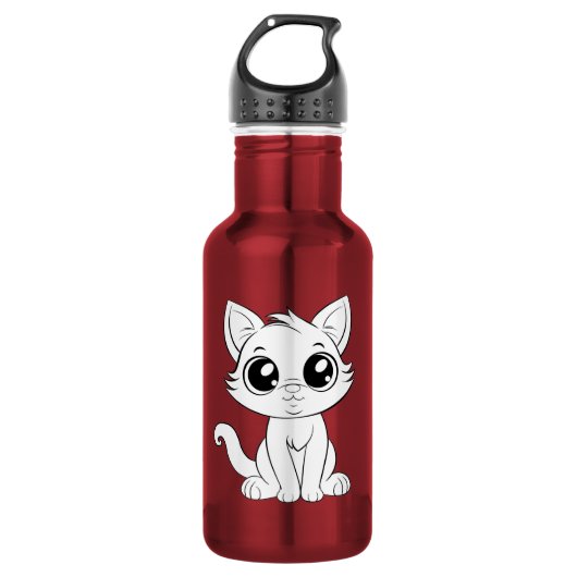 Bouteille D'eau Chat blanc adorable (Devant)
