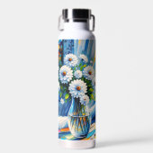 Bouteille D'eau Chat blanc dans le rebord de fenêtre Vue sur l'océ (Avant)