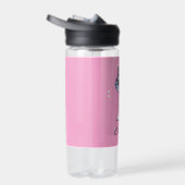 Bouteille D'eau Chat bleu mignon sur nom personnalisé rose (Droite)