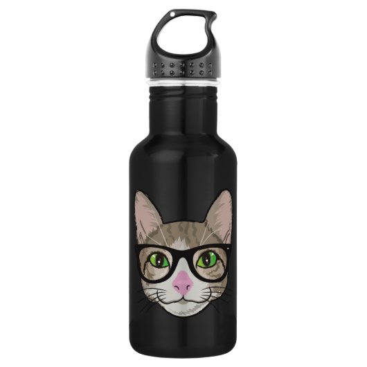Bouteille D'eau Chat coloré de hippie (Devant)