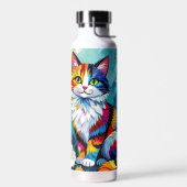 Bouteille D'eau Chat coloré et papillon (Gauche)