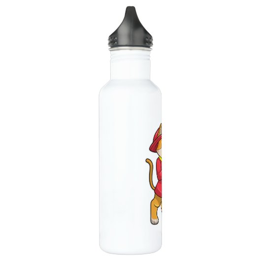 Bouteille D'eau Chat comme pompier avec Ax (Gauche)