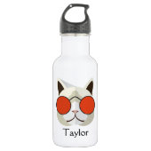 Bouteille D'eau Chat cool dans lunettes de soleil Monogramme (Devant)
