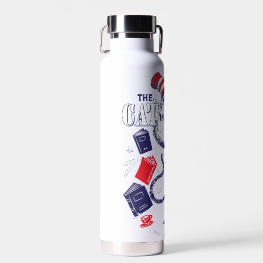 Bouteille D'eau Chat dans le Casquette | Lecture de livres (Avant)