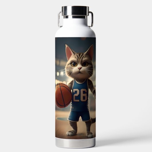 Bouteille D'eau Chat de basket-ball, (Avant)